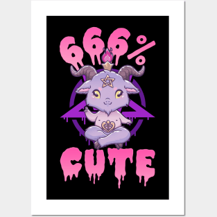 666% Cute - Satanic Chibi Anime Kawaii Baphomet Posters and Art